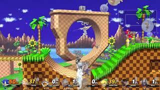 Super Smash Bros Ultimate 8 Player CPU Battle on Green Hill Zone(Hazards On)