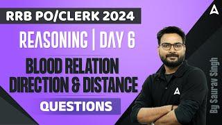 IBPS RRB PO/ Clerk 2024 l Blood Relation, Direction & Distance Reasoning Questions #6