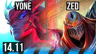 YONE vs ZED (MID) | 1100+ games, 6/2/7, Dominating | NA Master | 14.11