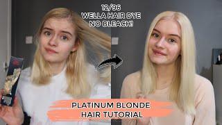 PLATINUM BLONDE HAIR TUTORIAL| NO BLEACH | WELLA 12/96 HAIR DYE