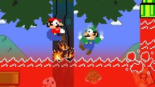 Mario and Luigi vs The FLOOR is LAVA in Super Mario Bros.!