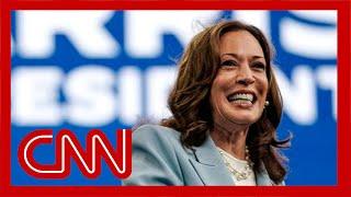 Kamala Harris reacts to winning Democratic presidential nomination