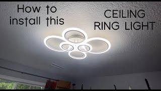 Vander LED Light Installation & Tutorial Ring 72W LED Ceiling Lamp 6400LM White 6 Rings 3 color