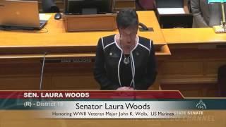 2016 Senator Laura Woods (R)  SD19 Honoring WWII Veteran Major John K  Wells, US Marines