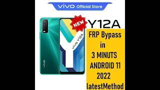 VIVO Y12A Frp Bypass in 3 Minuts | Android 11 New Method 2022