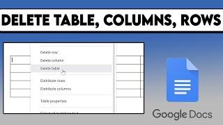 How to Delete Rows, Columns and Table on Google Docs