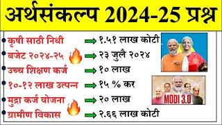 अर्थसंकल्प 2024 प्रश्न | Daily Current Affairs 2024 | Current Affairs Today |Chalu Ghadamodi 2024