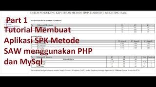 Part 1 | Metode Simple Additive Weighting (SAW) pada Sistem Pendukung Keputusan (SPK)  PHP & MySql