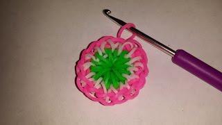 Rainbow Loom Bands: Blume Anhänger (deutsche Anleitung) nur mit der Häkelnadel