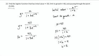 Example Finding a Logistic Function from Key Features