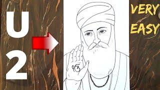 How to draw Guru Nanak ji step by step//Guru nanak drawing//Guru nanak jayanti drawing