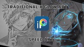 Traditional X Glow art | Gojou Saturo (Jujutsu Kaisen) | Speed art