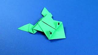 Как сделать прыгающую лягушку из бумаги. Оригами лягушка.