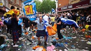 Spectacular scenes of Scottish fans in Germany - 4K Walking tour in Cologne