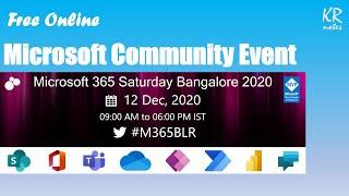 Online Event - Microsoft 365 Saturday Bangalore 2020 (12-Dec-2020)