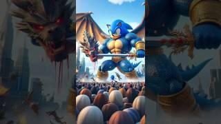 story Giant Sonic  team fighting dragon in road  the city #sonic #mosnter #shorts