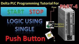 learn delta PLC programming part-4: Ladder logic to start/stop motor using only one button