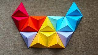 Geometric paper wall art|Origami pyramid|3D wall art|Easy diy home decor