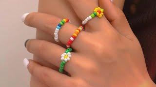 طريقة عمل خاتم الوردة بالعقيق (الخرز) diy Daisy bead ring