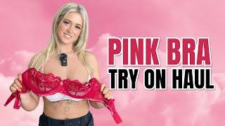 Pink Bra Try on Haul [4k]