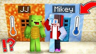 JJ And Mikey FIRE vs ICE DOOR CRAZY Survival Battle in Minecraft Maizen