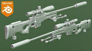 Modelling an AWM Sniper Rifle Part 3 | Blender Tutorial (Arijan)
