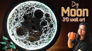 Making MOON lamp | DIY moon 3D textured wall art | Making own moon with white putty and MDF board