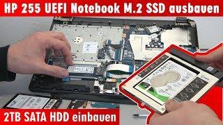 HP Notebook 255 öffnen M.2 SSD ausbauen - 2TB SATA HDD einbauen - Bios Windows 10 - [4K]