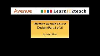 Effective Avenue Course Design Part 2 of 2