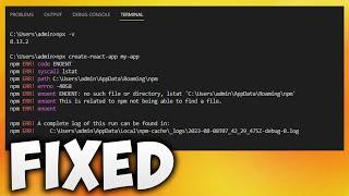 How to Fix npx Create-react-app Not Working in Visual Studio Code - Create React App Error VSCode