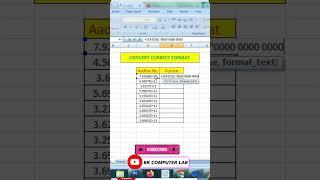 Text Formula in Ms Excel//How to Use Text Formula in Excel//@BKCOMPUTERLAB #excel #shorts #short