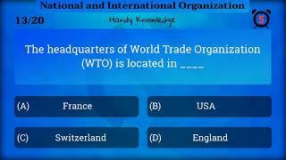 Quiz On National And International Organization |  20 Questions and Answers in English