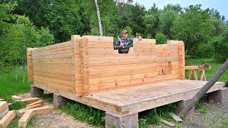 Log Cabin The Walls are Almost Ready, Building Alone Ep 5, -  Living off the Land