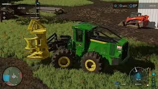 FS22 Azura Map-house tree lot is done, little deere break dancing, also bought a used cat 259d!!!