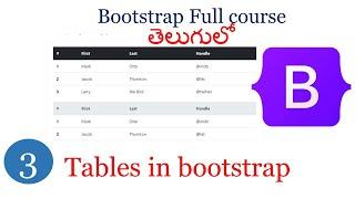 Bootstrap tables | tables in Bootstrap  | Bootstrap  tutorials in Telugu|Bootstrap for beginners