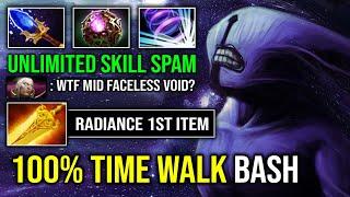How to Solo Mid Faceless Void Against Invoker with 1st Item Radiance Octarine 100% Bash Dota 2