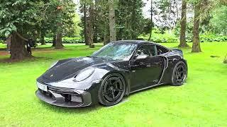 900 HP Brabus Rocket R 1/25 Porsche 992 Turbo S Black / Yellow at Aurora Concours 