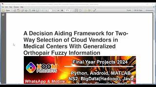 A Decision Aiding Framework for Two Way Selection of Cloud Vendors in Medical Centers With Generaliz