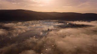 Autumn mist over Turiec, SVK - Drone hyperlapse video 4K