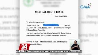 Pekeng medical certificate na ibinebenta online, pwedeng ikapahamak ayon sa isang grupo | 24 Oras