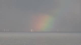 Rainbow colours and wind turbines off arfordir Gogledd Cymru/North Wales coast Llanddulas 17.3.23