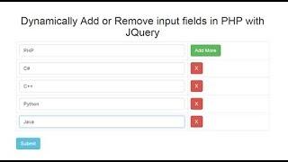 Dynamically Add / Remove input fields in PHP with Jquery Ajax