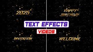 Gold text effect, Text effect animation with golden glitter particles. Greetings text animation