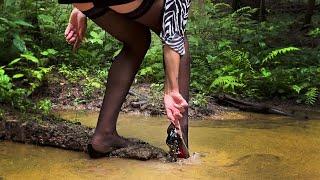 Authentic Christian Louboutin Abused in Mud, Louboutin Broken Heels, High Heels in Mud (# 1453)