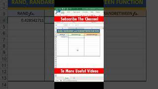 Excel Important Questions for Interview  RAND, RANDARRAY and RANDBETWEEN Function #shorts