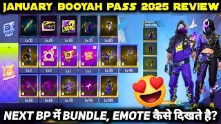 NEXT JANUARY MONTH BOOYAH PASS 2025 FREE FIRE NEW ELITE PASS SEASON 25 FULL REVIEW BUNDLE FF EMOTE