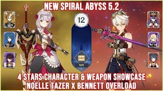 NEW Spiral Abyss 5.2 - Noelle Tazer x Bennett Chevreuse Overload Full Star Clear | Genshin Impact