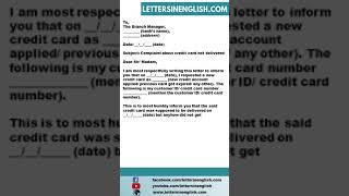 Letter of Complaint to Bank for Credit Card Not Received