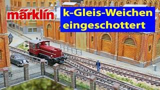 My model railroad dream layout: Märklin k-track switches ballasted & with servo drive (English subs)