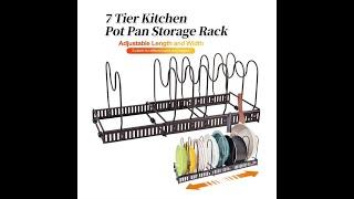 Expandable Pot and Pan Organizers Rack,7+ Pans and Pots Lid Organizer Rack Holder